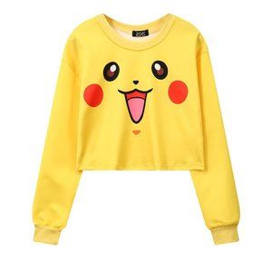 Pokemon Women's Long Sleeve Crop Top/Sweater - Pikachu, One Size
